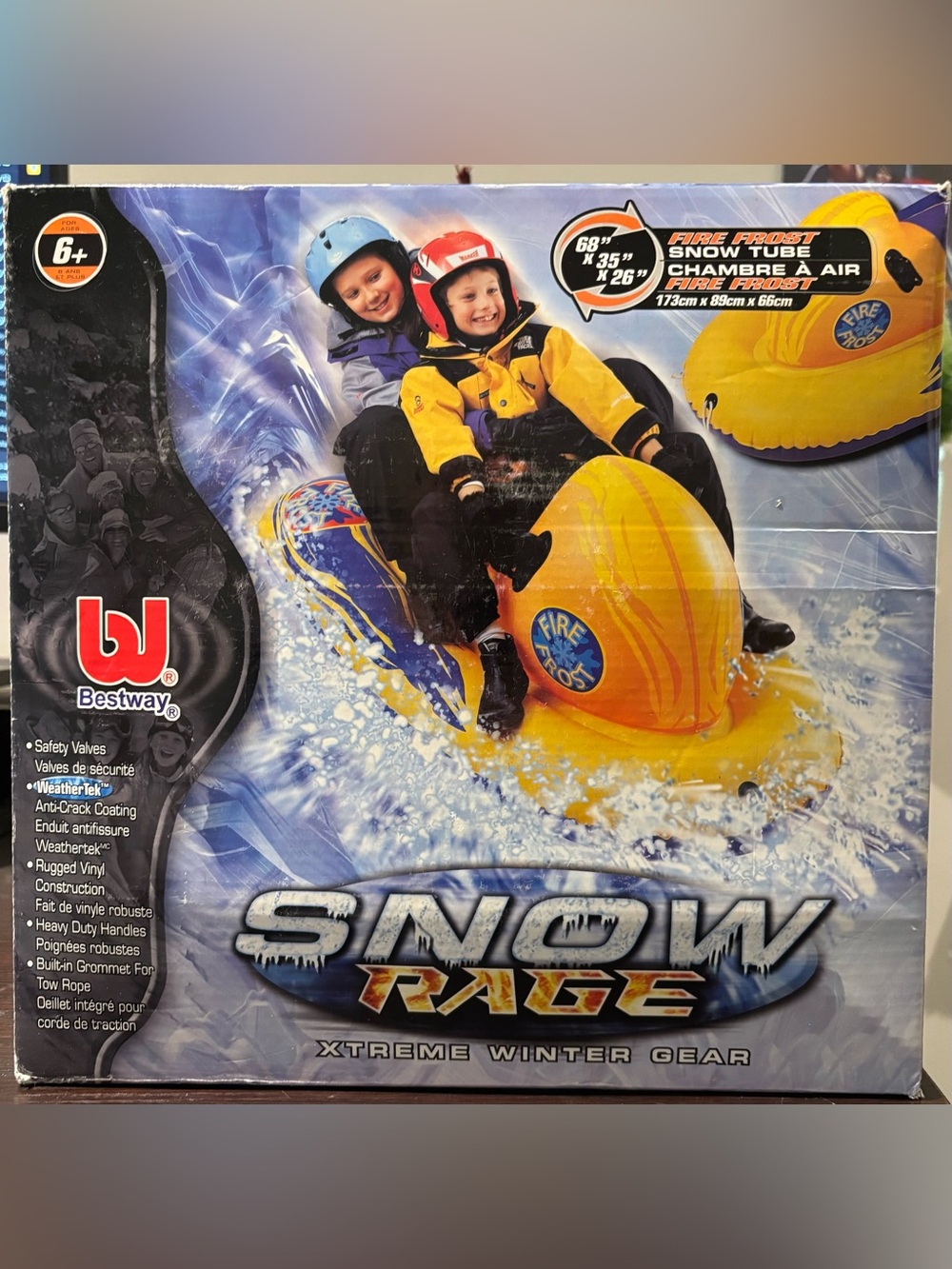 Inflatable Snow Tube - Large 68”x35”x26” Heavy Duty Vintage 2005 Ride On